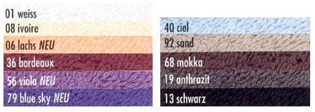Палитра цветов женских махровых длинных однотонных халатов