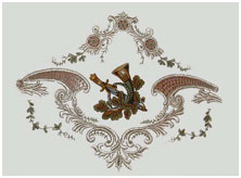 Образец вышивки Горн для скатерти охотничьей тематики