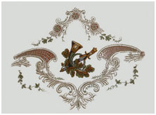 Образец вышивки Горн для скатерти охотничьей тематики
