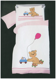Комплект детского постельного белья Миша на роликах (розовый)