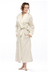 Женский домашний халат Fil-a-Fil сатиновый на махровой подкладке, бежевая полоска