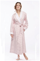 Женский домашний халат Fil-a-Fil на махровой подкладке, розовая полоска