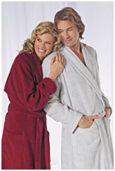 Махровые халаты UNI - женский бордо и мужской белый
