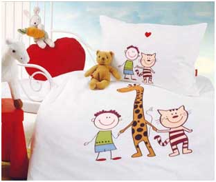 Комплект детского постельного белья Мальчик с котом и жирафом