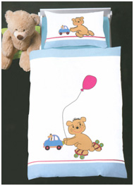 Комплект детского постельного белья Миша на роликах (голубой)